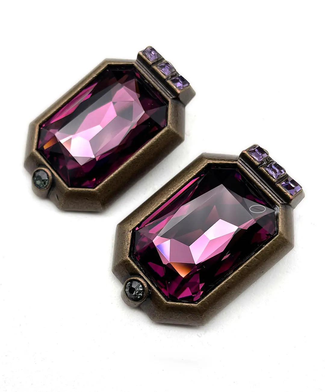 【ドイツ買付】ヴィンテージ SEIBOTH パープル ガラス ビジュー イヤリング/Vintage SEIBOTH Purple Glass Clip On Earrings