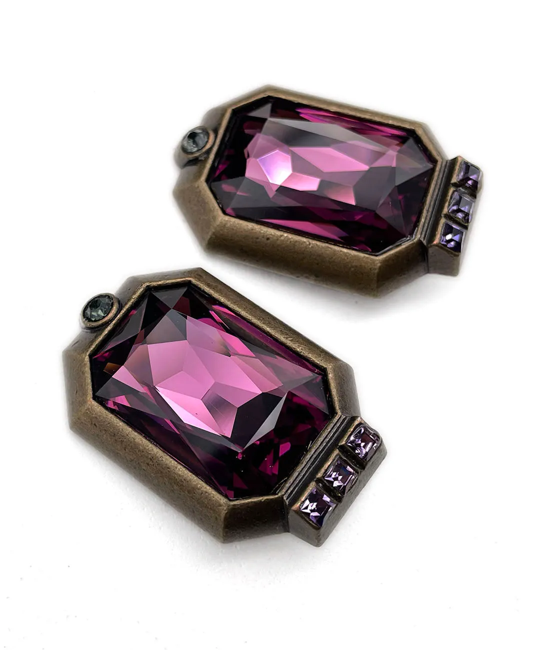 【ドイツ買付】ヴィンテージ SEIBOTH パープル ガラス ビジュー イヤリング/Vintage SEIBOTH Purple Glass Clip On Earrings