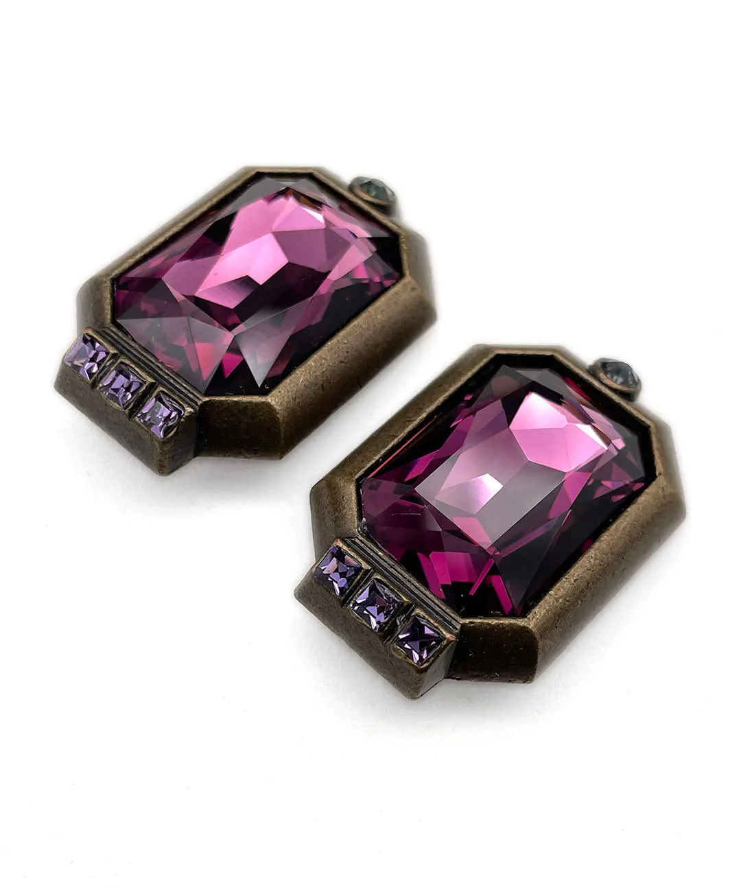 【ドイツ買付】ヴィンテージ SEIBOTH パープル ガラス ビジュー イヤリング/Vintage SEIBOTH Purple Glass Clip On Earrings