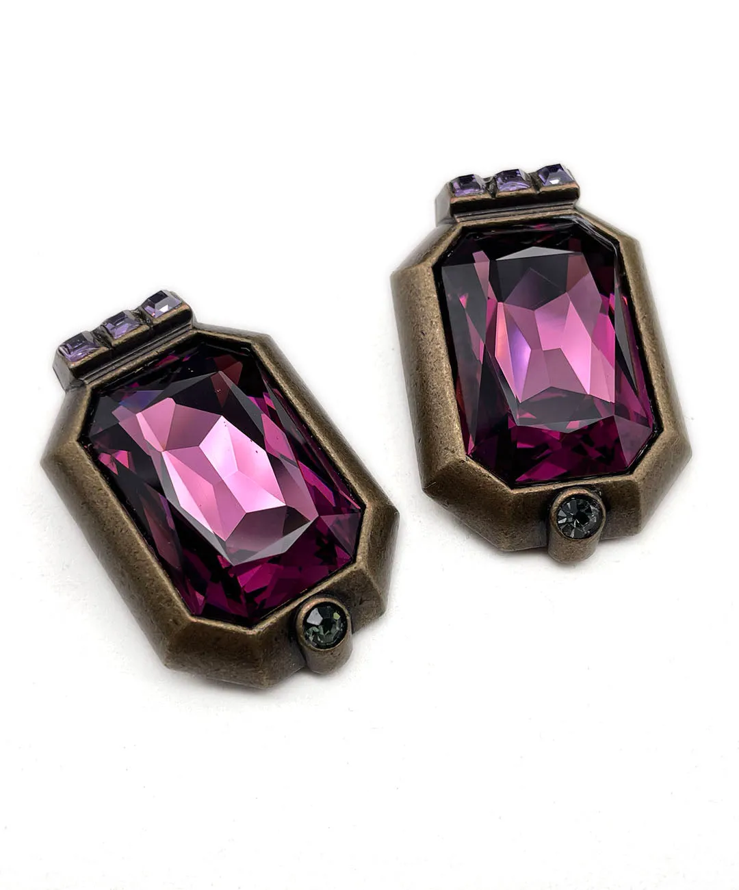 【ドイツ買付】ヴィンテージ SEIBOTH パープル ガラス ビジュー イヤリング/Vintage SEIBOTH Purple Glass Clip On Earrings