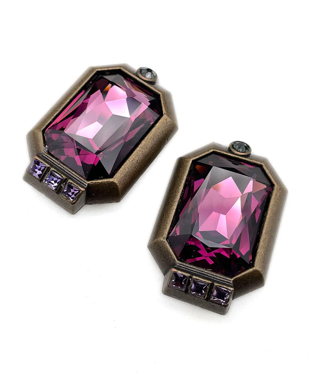 【ドイツ買付】ヴィンテージ SEIBOTH パープル ガラス ビジュー イヤリング/Vintage SEIBOTH Purple Glass Clip On Earrings