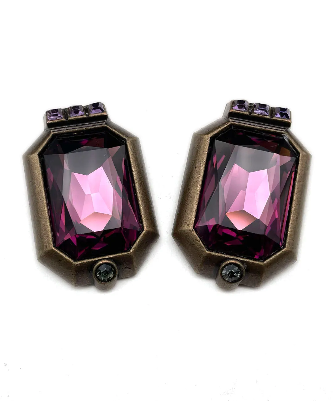 【ドイツ買付】ヴィンテージ SEIBOTH パープル ガラス ビジュー イヤリング/Vintage SEIBOTH Purple Glass Clip On Earrings