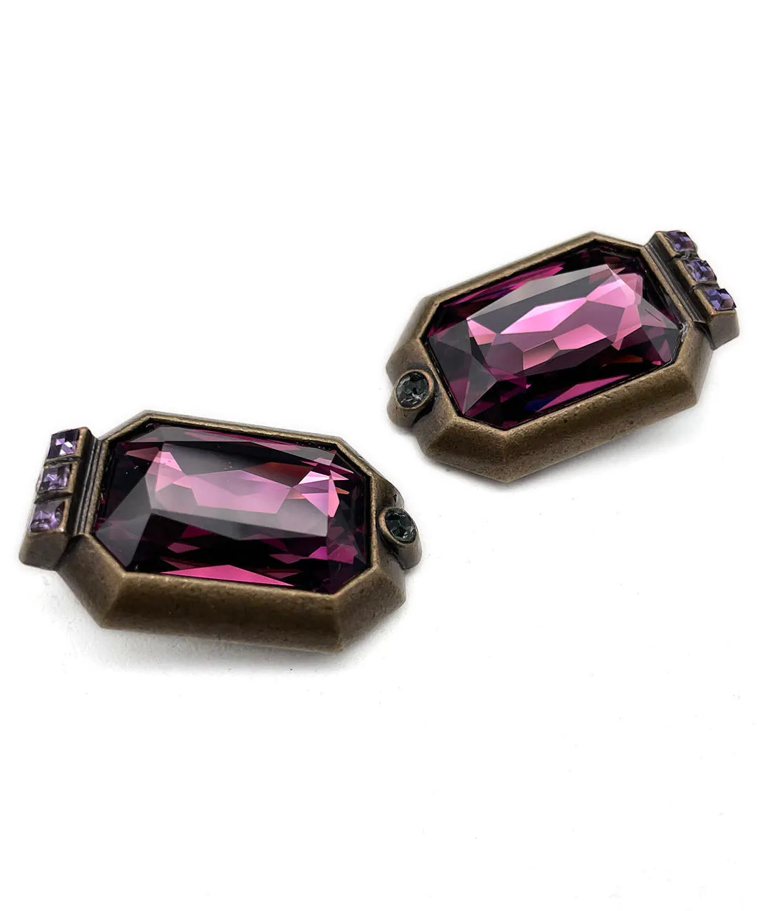 【ドイツ買付】ヴィンテージ SEIBOTH パープル ガラス ビジュー イヤリング/Vintage SEIBOTH Purple Glass Clip On Earrings