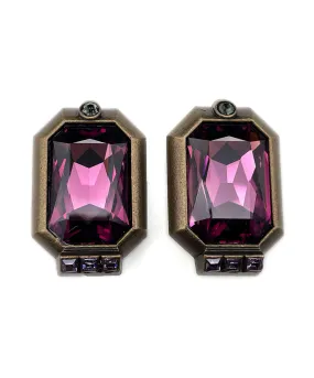 【ドイツ買付】ヴィンテージ SEIBOTH パープル ガラス ビジュー イヤリング/Vintage SEIBOTH Purple Glass Clip On Earrings