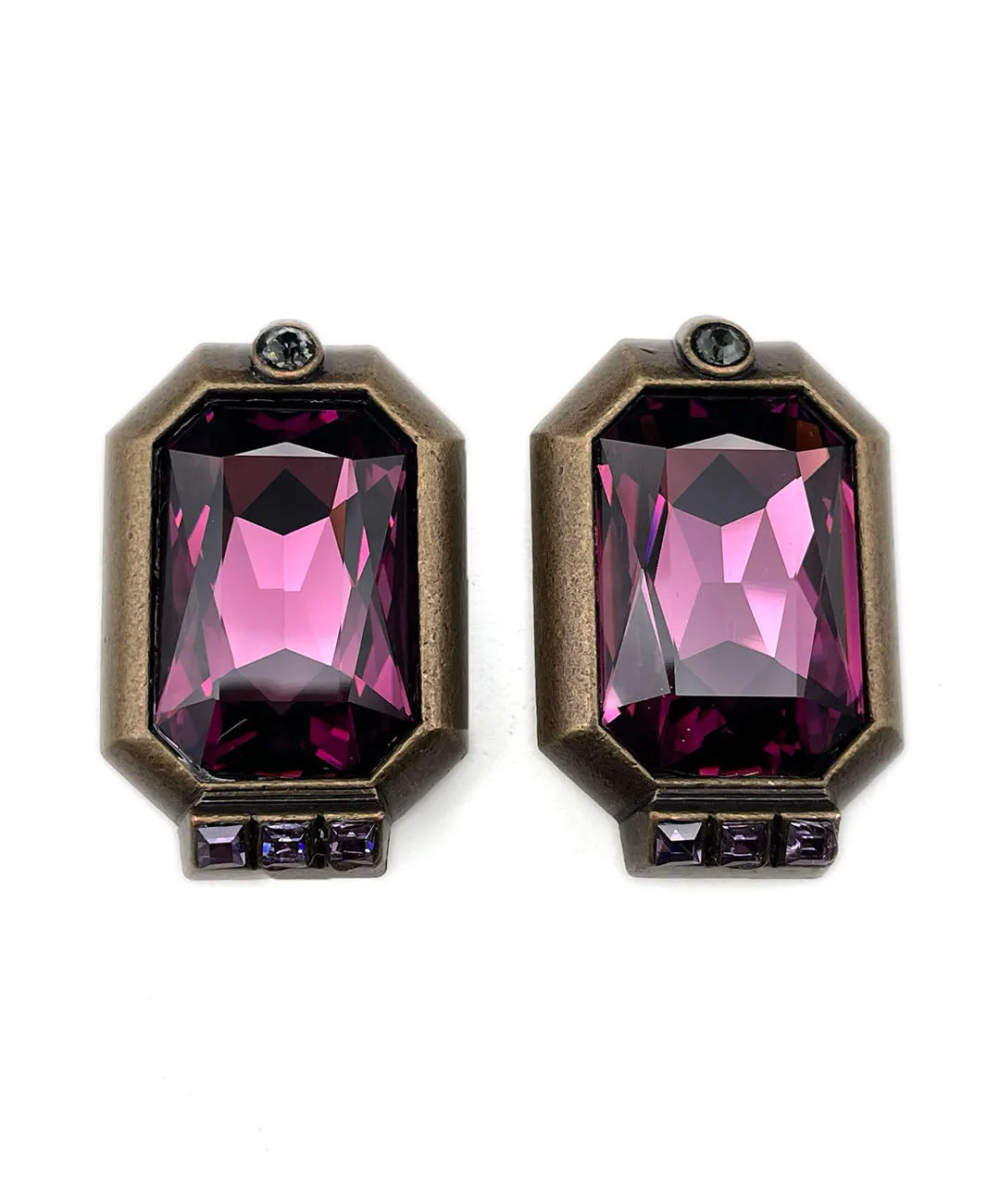 【ドイツ買付】ヴィンテージ SEIBOTH パープル ガラス ビジュー イヤリング/Vintage SEIBOTH Purple Glass Clip On Earrings